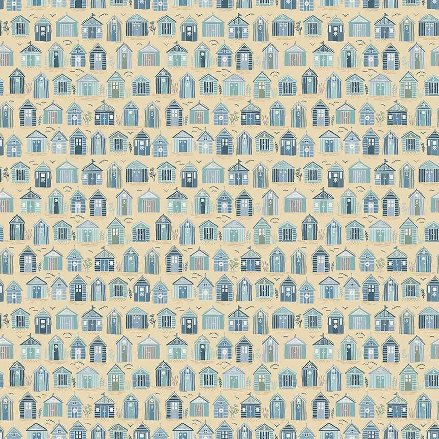 Driftwood by Makower -Beach Huts Cream