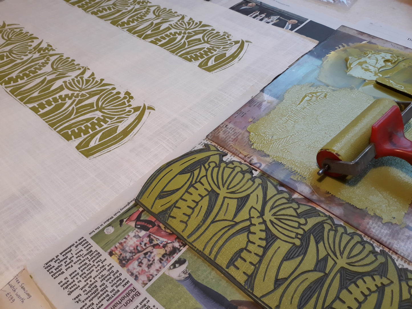 18/07/26 Lino Printing onto Fabric Workshop with Louise Nichols *Suitable for Beginners - 10am to 4pm