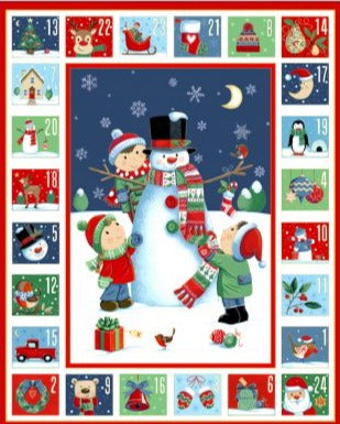 Santa Snowman Christmas Advent Calendar Panel by Makower