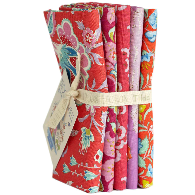Fat Quarter Bundle - Bloomsville by Tilda - Tomato/Plum