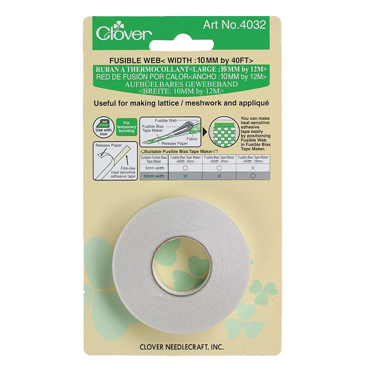 Clover Fusible Bias Tape Web 10mm x 12m