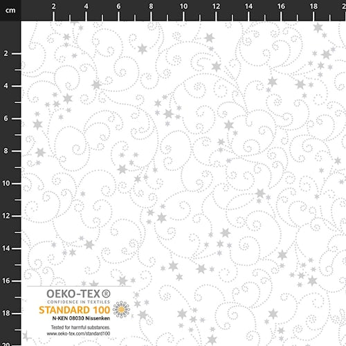 Snow Crystals Silver/White by Stof - 4593-108