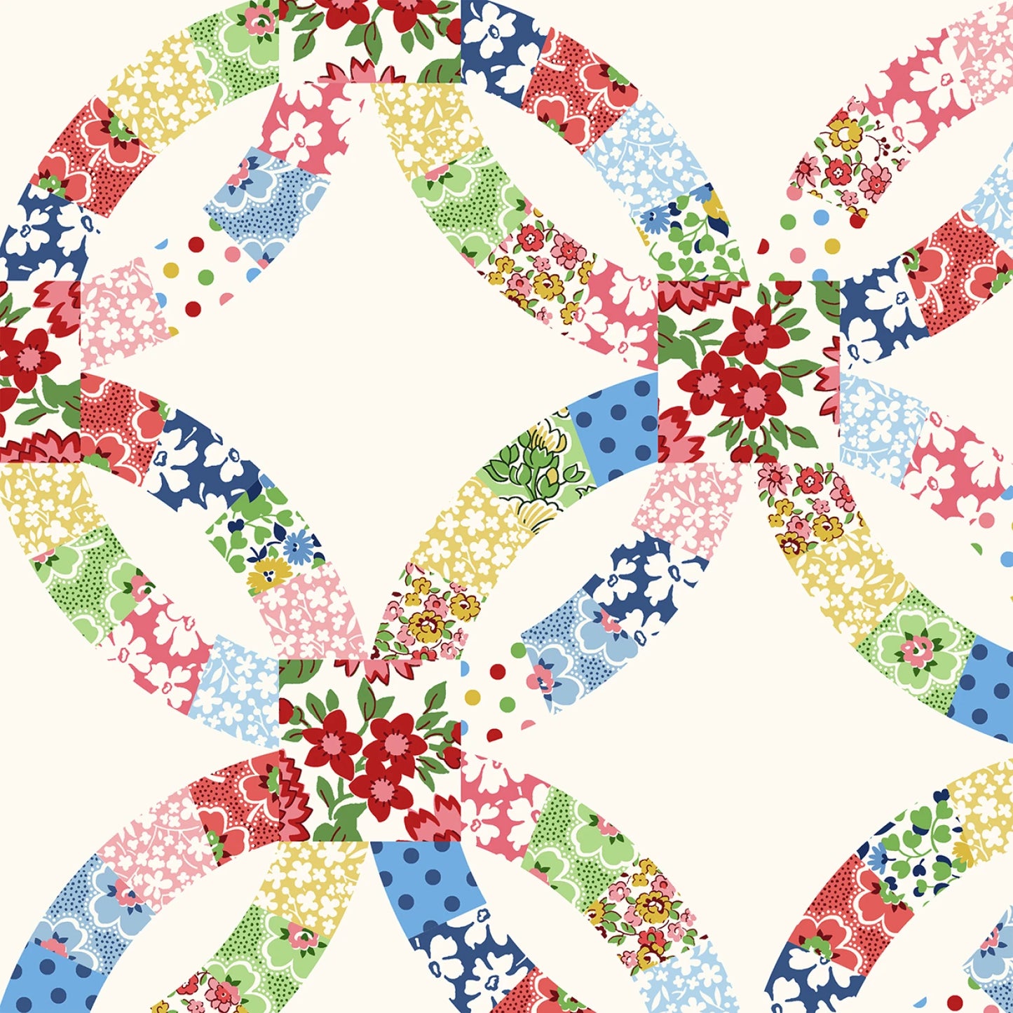 Extra Wide 108" Windham Fabric - Multi Double Wedding Ring £24.00m