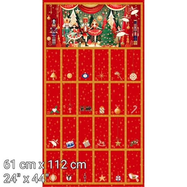 Nutcracker Christmas Ballet Advent Calendar Panel by Stof Design Studio