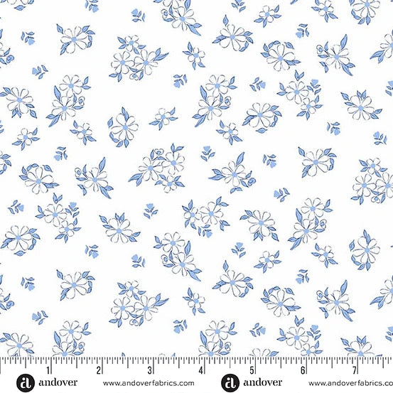 Color Me Whispered by Stephanie Organes Treasure Blooms Blue Cotton