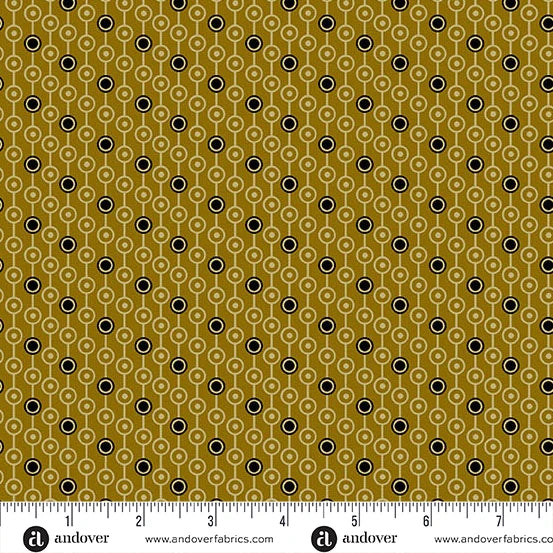 Madison Manor Revisited by Jo Morton for Makower - Circle Stripe Yellow
