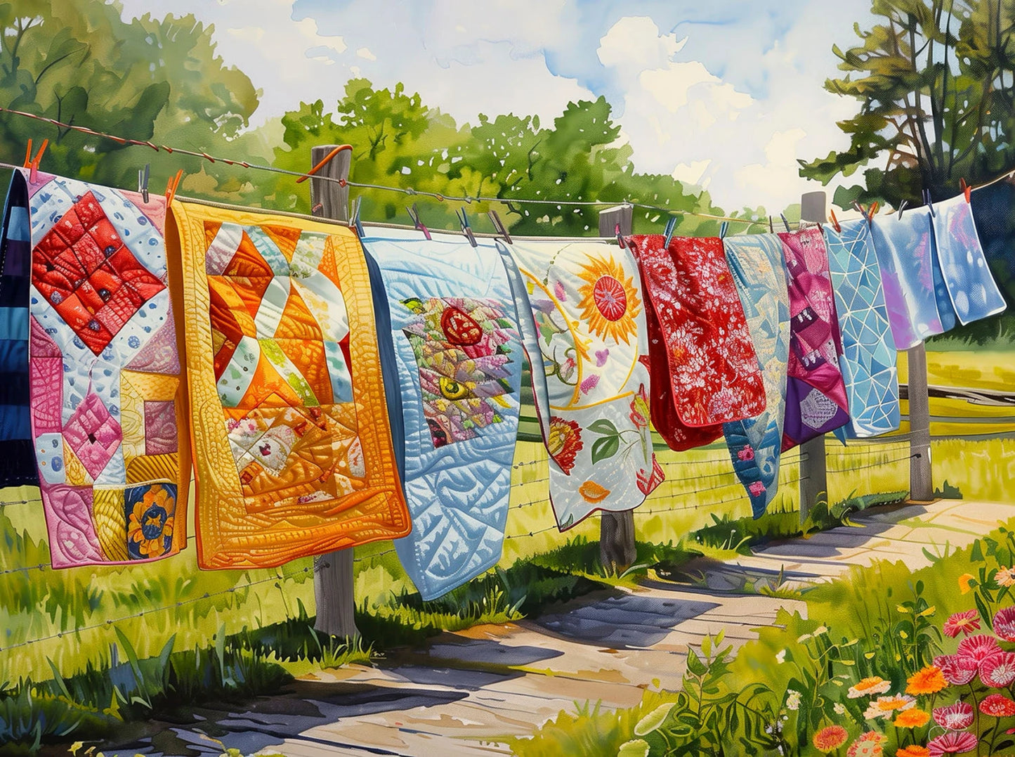 Quilts on the Line 1000-Piece Puzzle