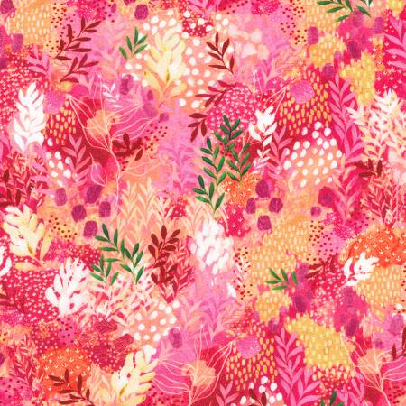 Painterly Trees- by Clair Bremner for Robert Kaufman - Leaves Raspberry