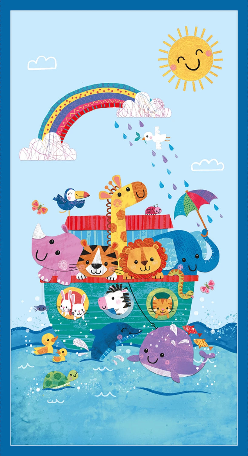 Noah and Friends 24in x 43in Panel fby Lindsay Sagar for Blank Quilting