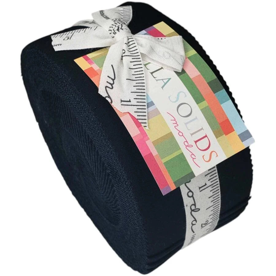Bella Solids Jelly Roll - by Moda - Black