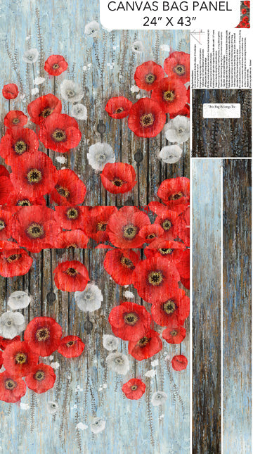 Poppy Meadow Canvas Tote Bag Panel by Nothcott Studio