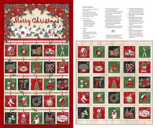 Making Spirits Bright Advent Calendar Panel by Emma Leach for Blank Textiles