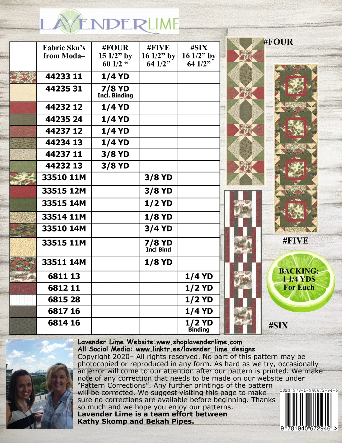 Big Block Runners Booklet by Kathy Skomp forLavender Lime