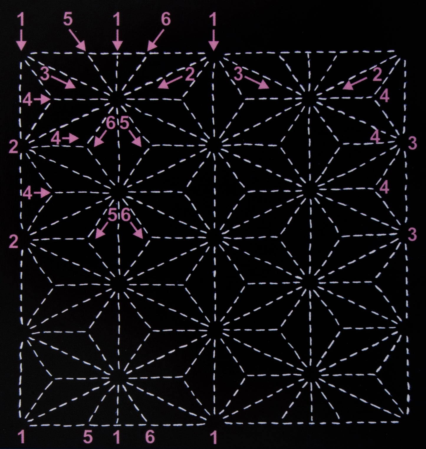 Sashiko Template Asa no ha ( Hemp Leaf ) 6"