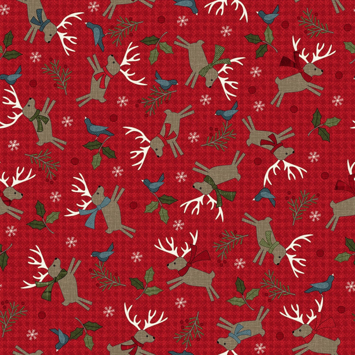 Jolly Holly Flannel by Bonnie Sullivan for Maywood Studios - Red Deer £1.50/10cm