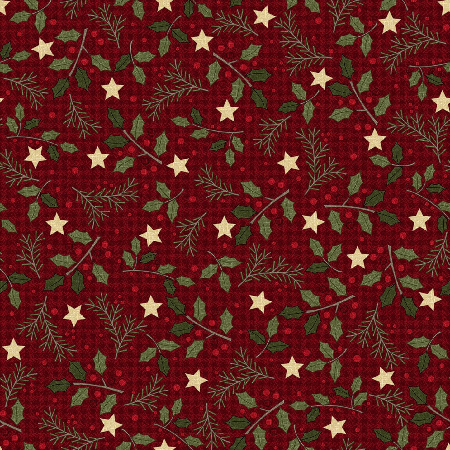 Jolly Holly Flannel by Bonnie Sullivan for Maywood Studios - Red Holly £1.50/10cm