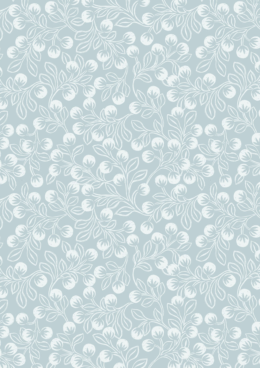 The Secret Winter Garden Flannel from Lewis and Irene - Snowberries on Ice Blue