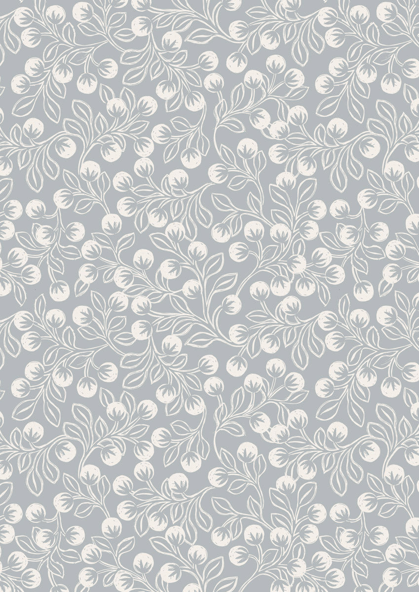 The Secret Winter Garden Flannel from Lewis and Irene - Snowberries on Grey