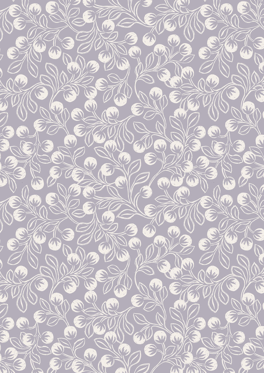 The Secret Winter Garden Flannel from Lewis and Irene - Snowberries on Iced Lavender