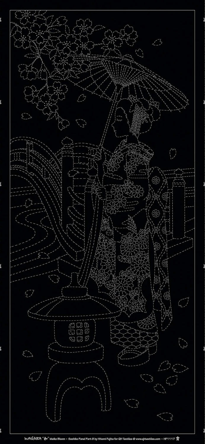 Wagara Sashiko Maiko Bloom Black # HF1117-AO2BL