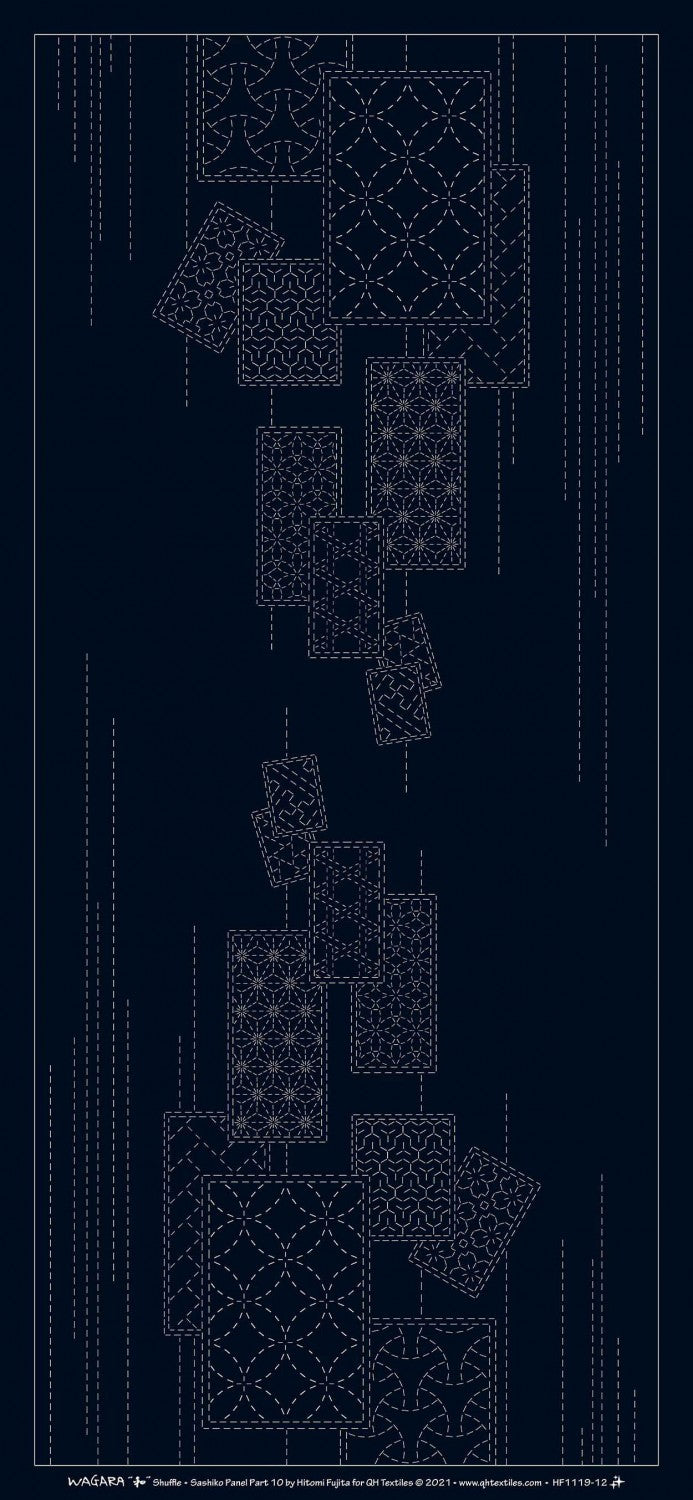 Wagara Sashiko Panel Part 10 Shuffle Navy HF1119-12ANV