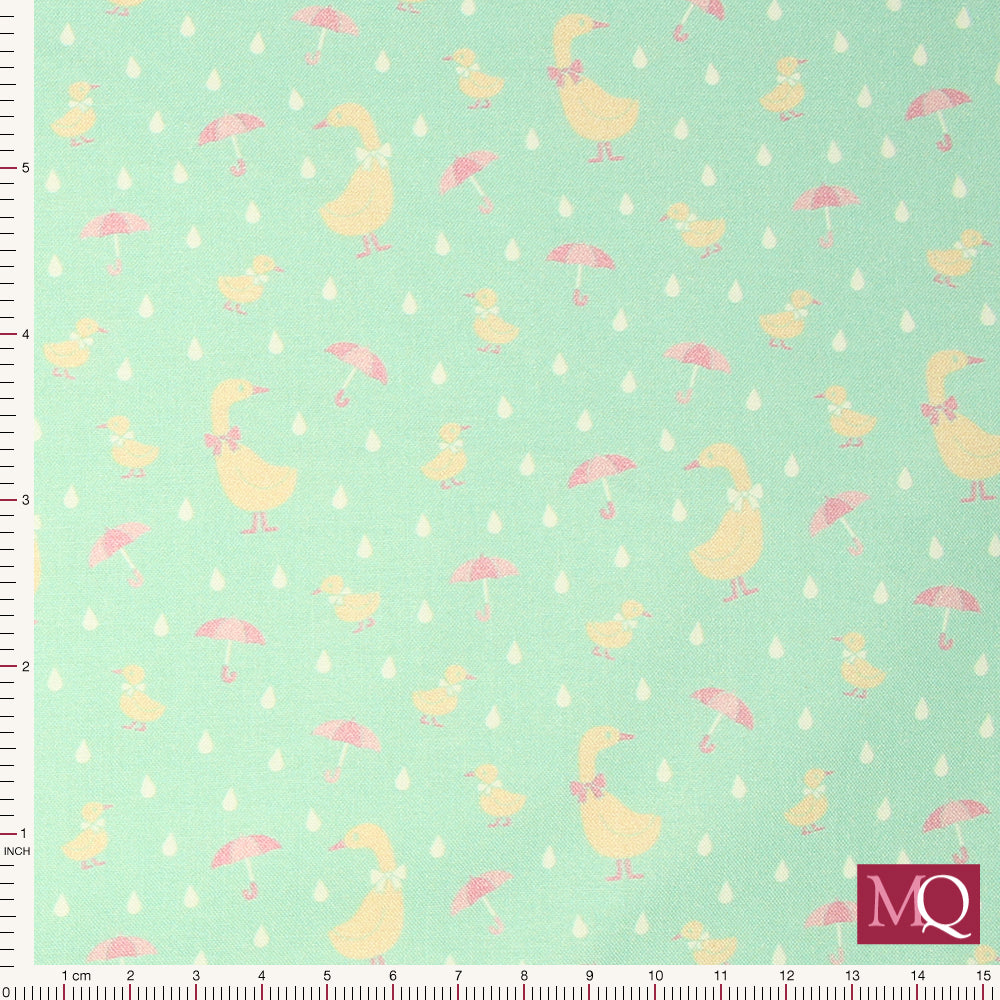 Playtime Primaries Ducks with Umbrellas - Teal by Paintbrush Studio
