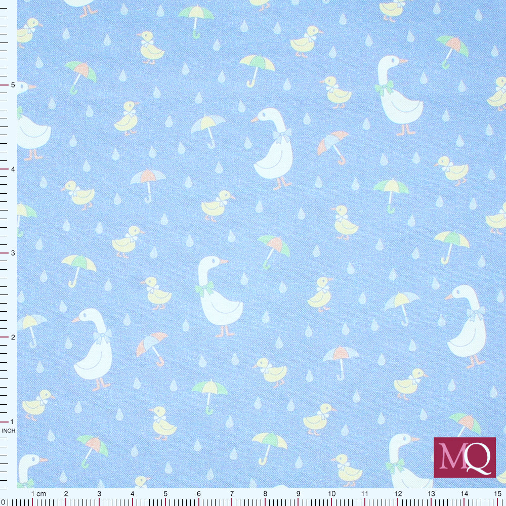Playtime Primaries Ducks with Umbrellas - Blue by Paintbrush Studio