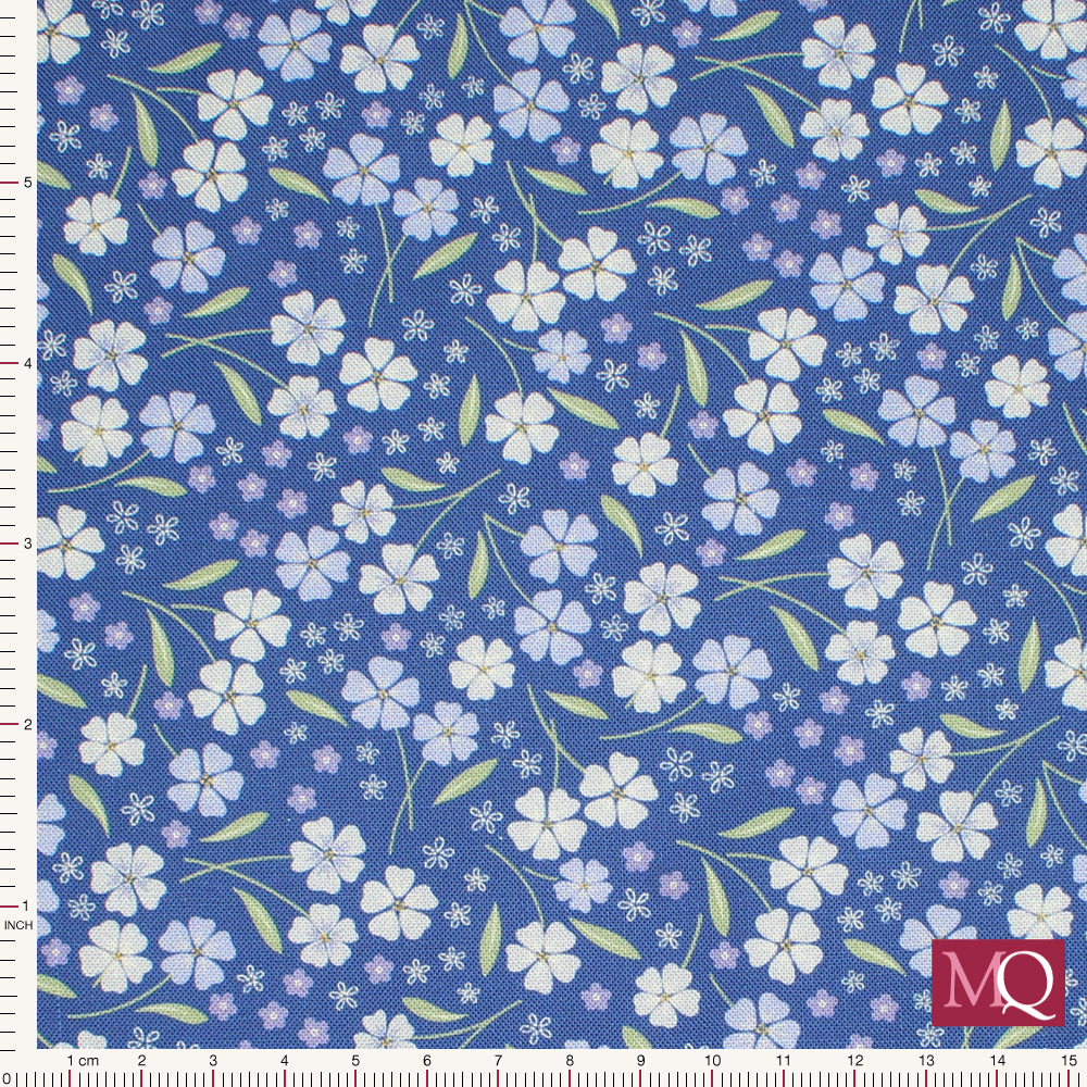 Forever Blooms by Cassandra Connolly for Lewis and Irene - Forevermore Mid Blue CC64.2