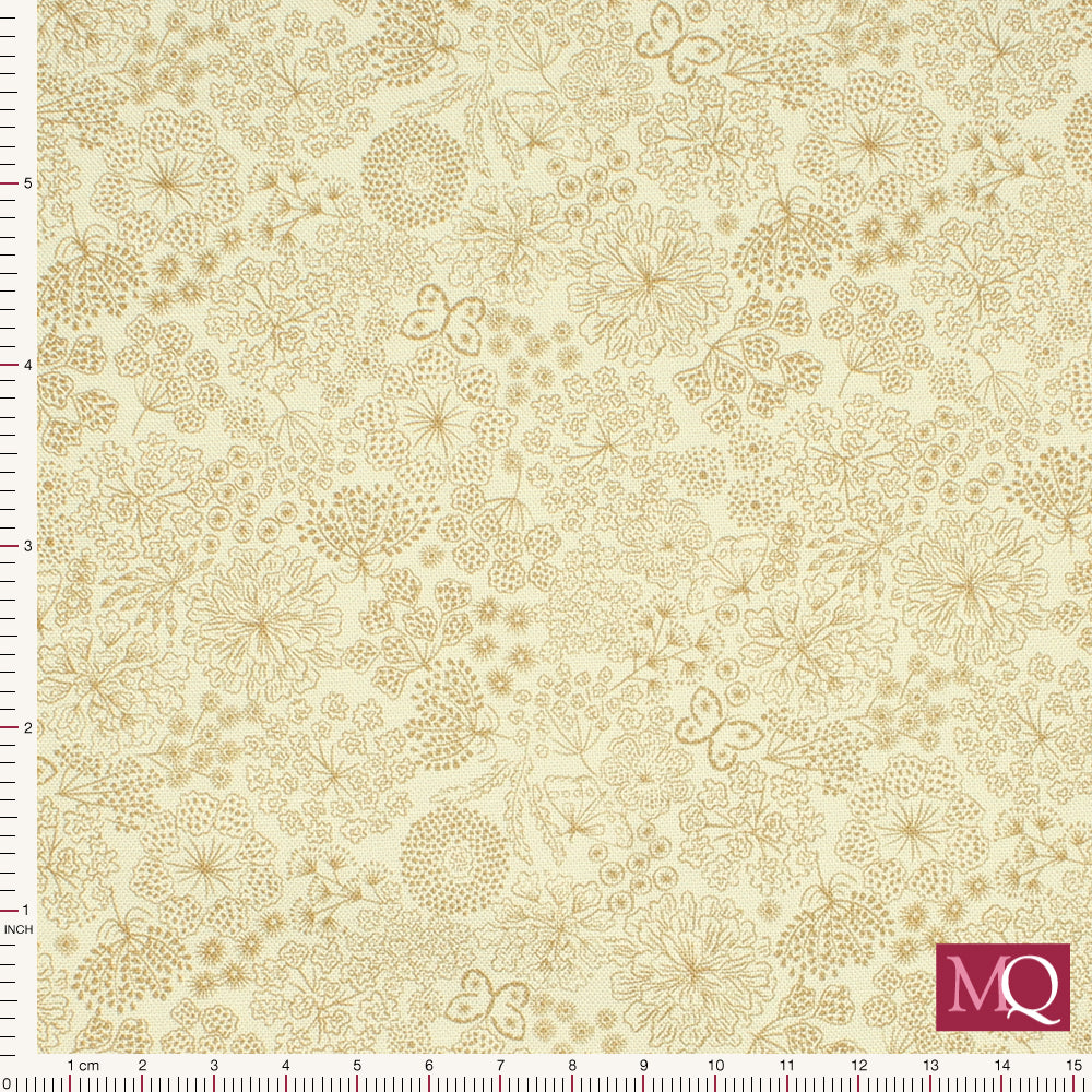 Jardin d'Automne by Lewis and Irene - Autumn Butterfly Floral on light stone A928A