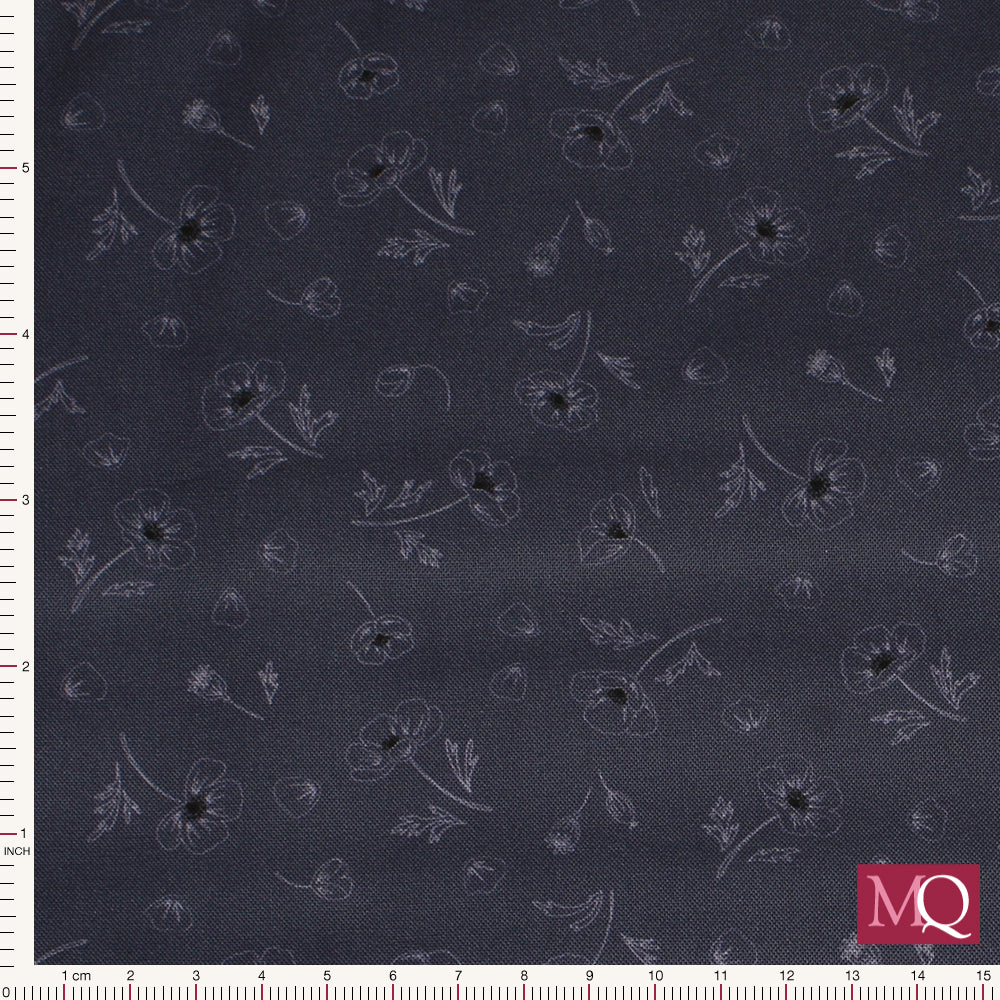 Forever Blooms by Cassandra Connolly for Lewis and Irene - Ephemeral Beauty Dark Blue CC63.3