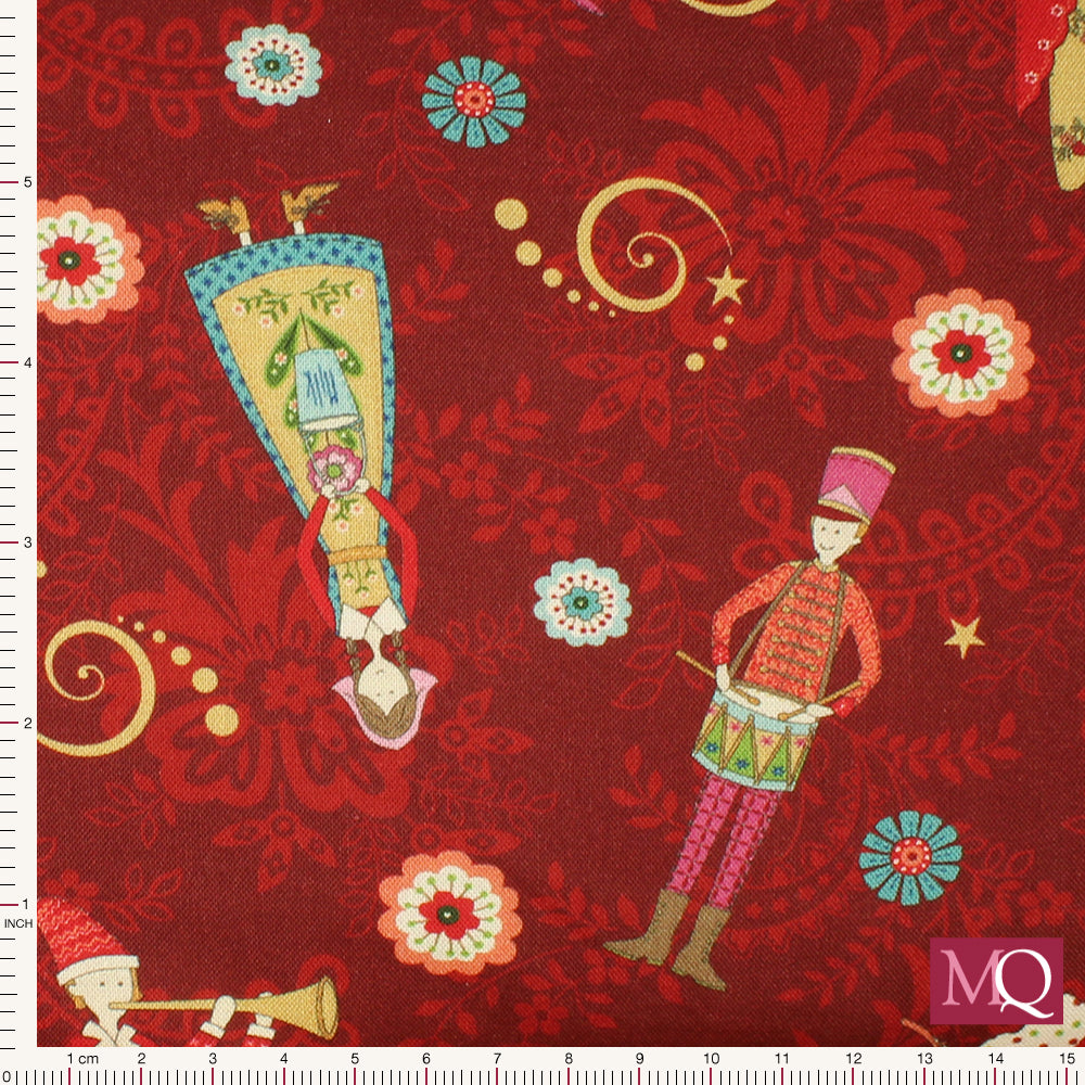 Scandinavian Holiday by Mary Jane for Henry Glass Fabrics - Folk Art People Toss