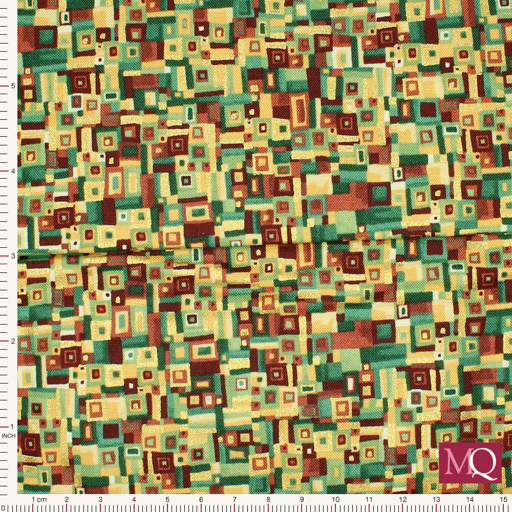 Golden Patchwork by Makower -Green