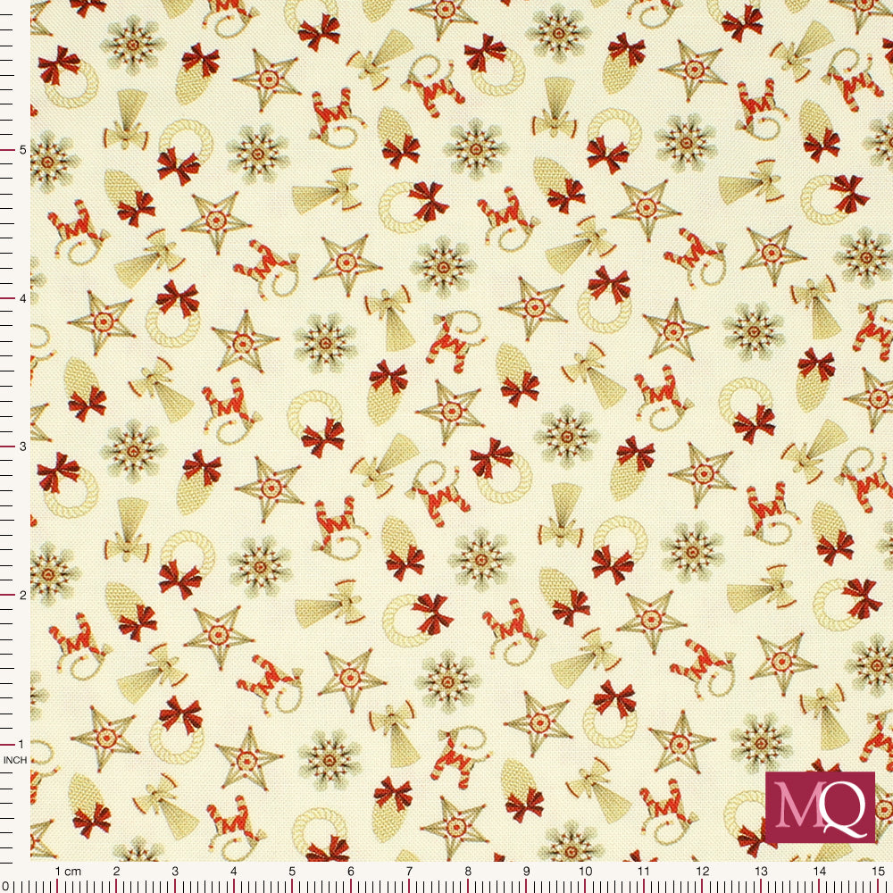 Norwegian Christmas by Lewis & Irene - Christmas Straw Decorations on Cream