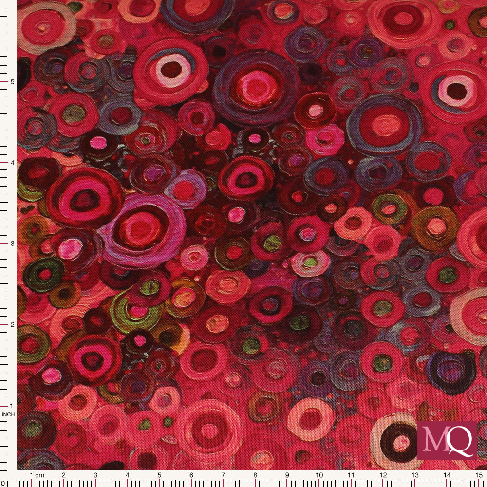 Fleur by Timeless Treasures Painted Circle - Geo - Pomegranate