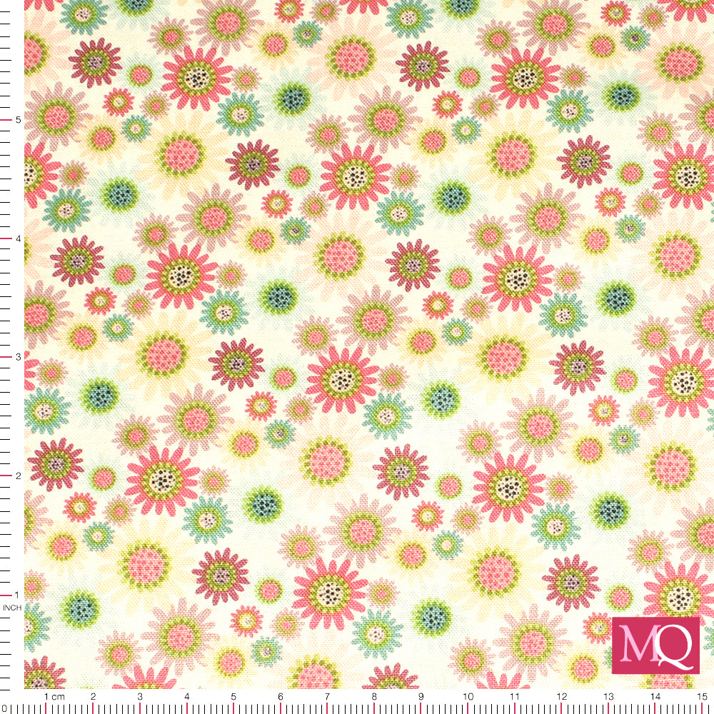 Le Petit Escargot by Lori Woods for Poppy Cotton - Sunny Daisies White
