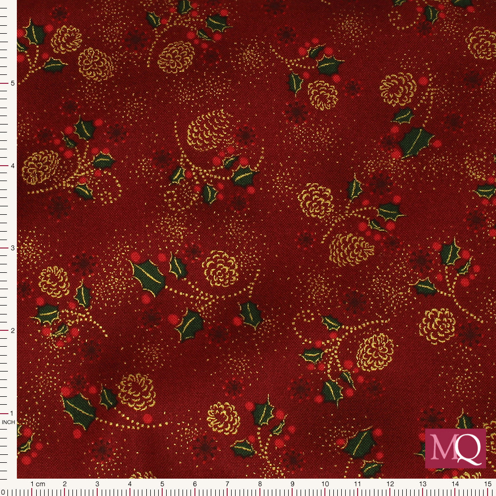 Snow Crystals Red/Gold by Stof - 4593-402