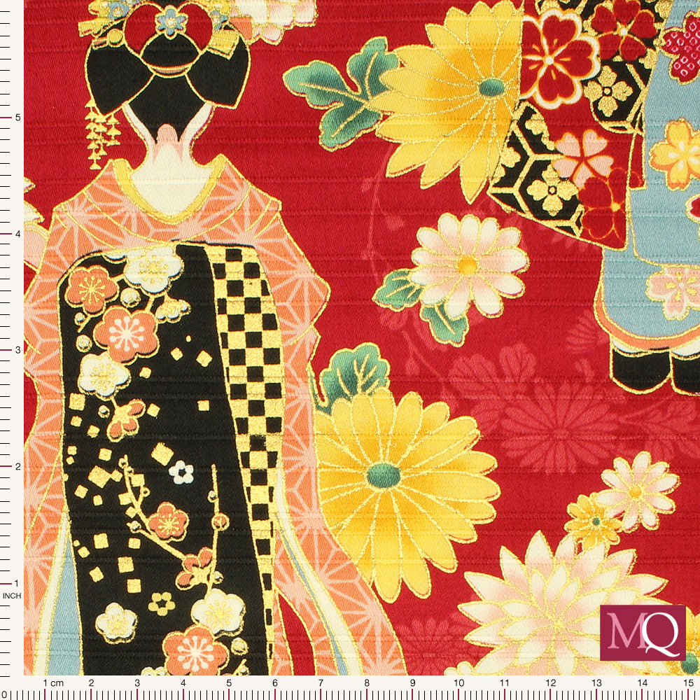 Geisha Satin by Nutex - 66740 3-Red/Gold /Metallic £1.50/10cm