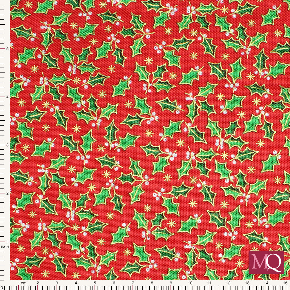 Santa Holly by Makower - Red 2584/R
