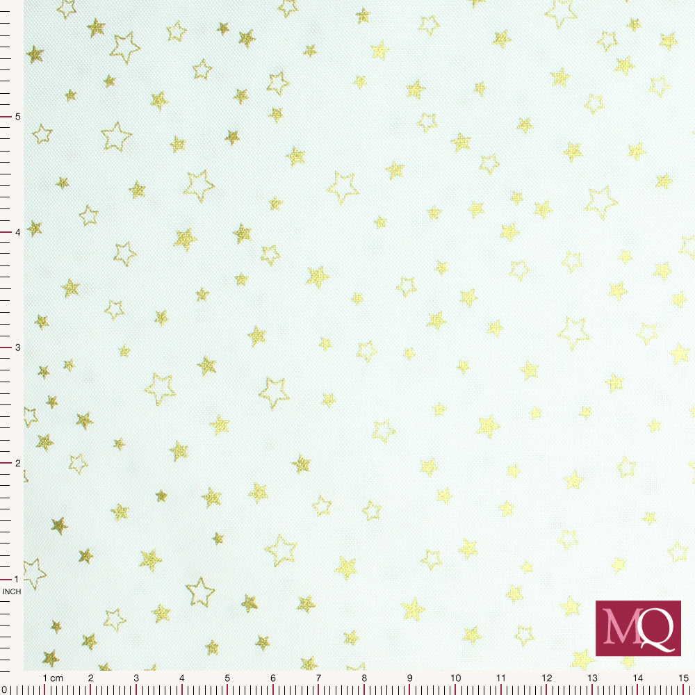 Santa Star by Makower - Stars - Gold on Cream Remnant