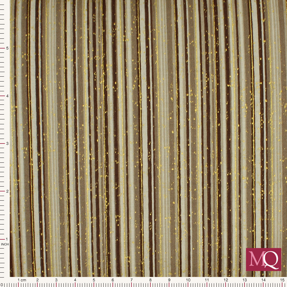 Frosty Snowflake by Stof - Gold on Beige Stripes