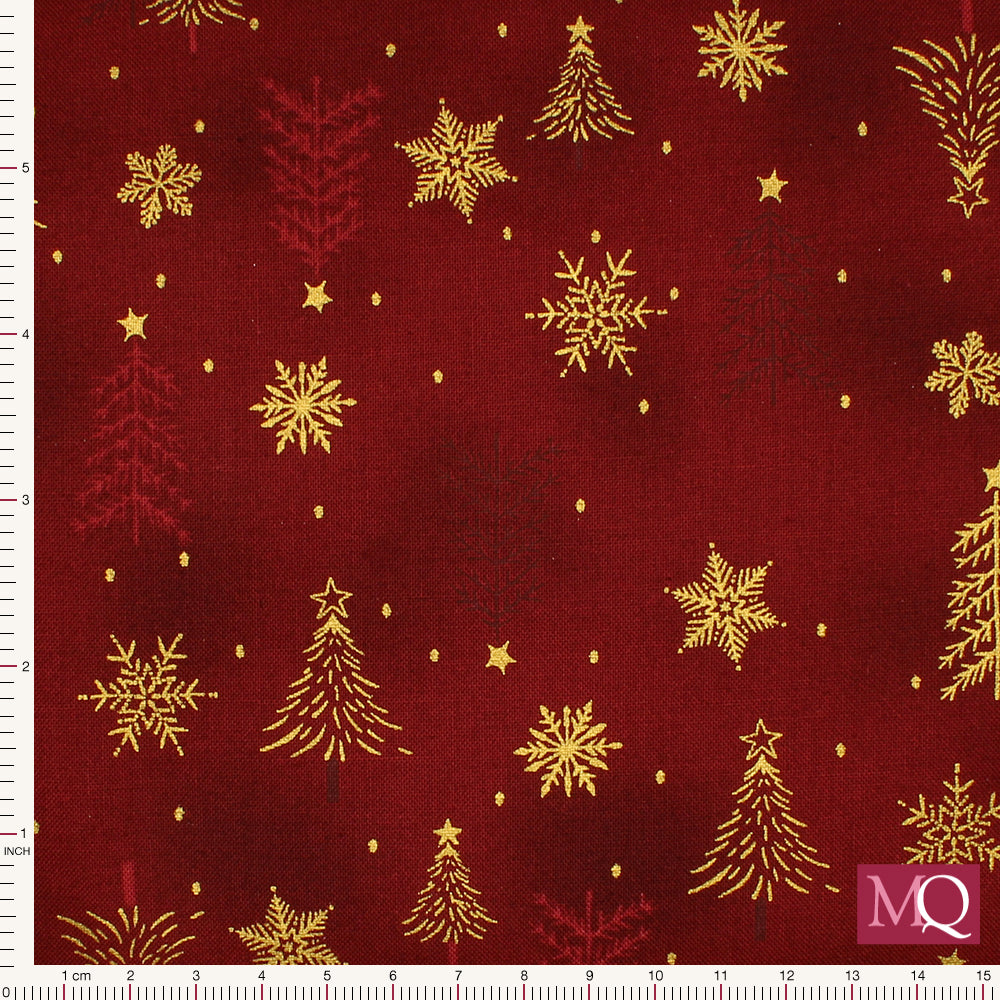 Frosty Snowflake by Stof - Gold on Red