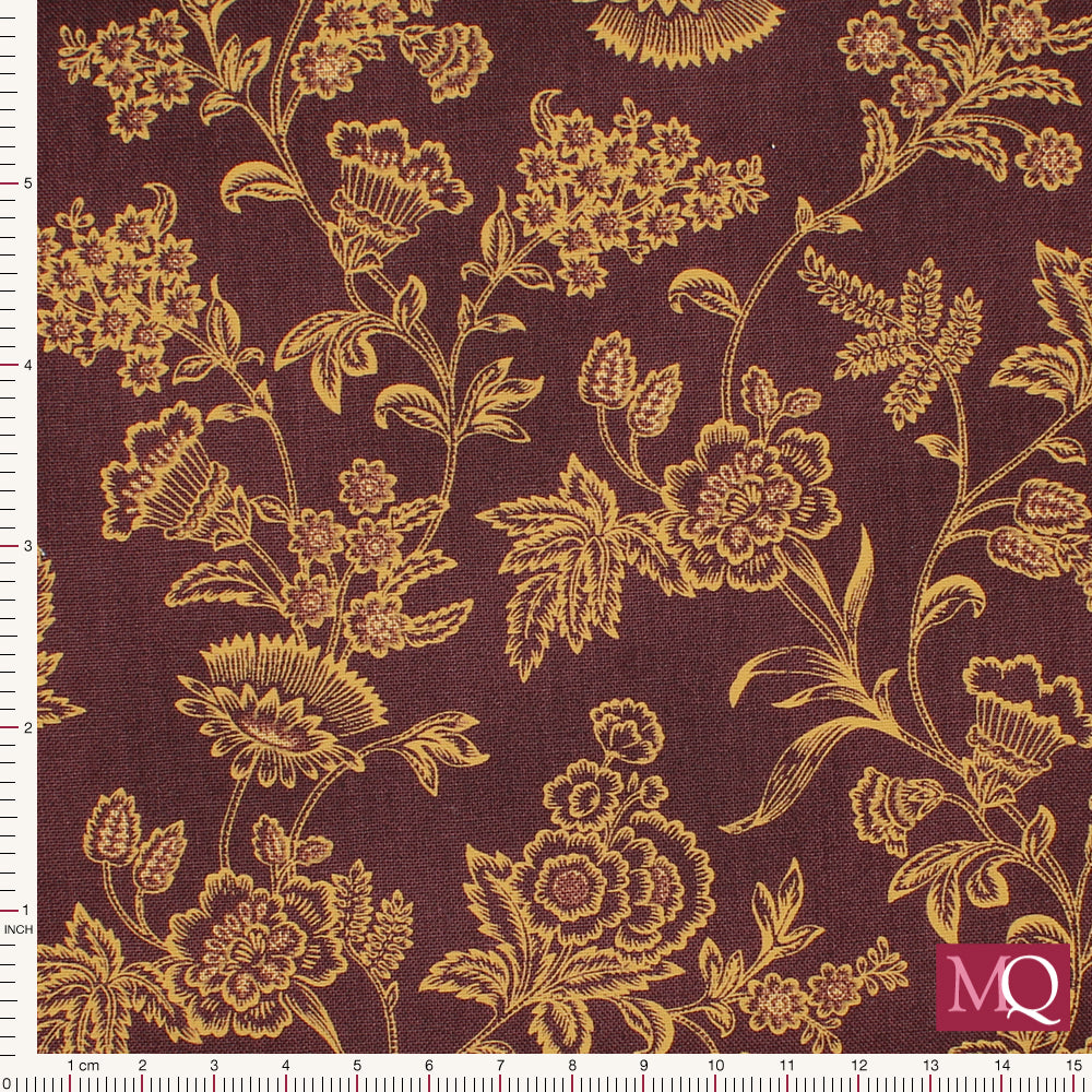 Scraps of Kindness by Kim Diehl for Henry Glass - Eggplant Vintage Wallpaper