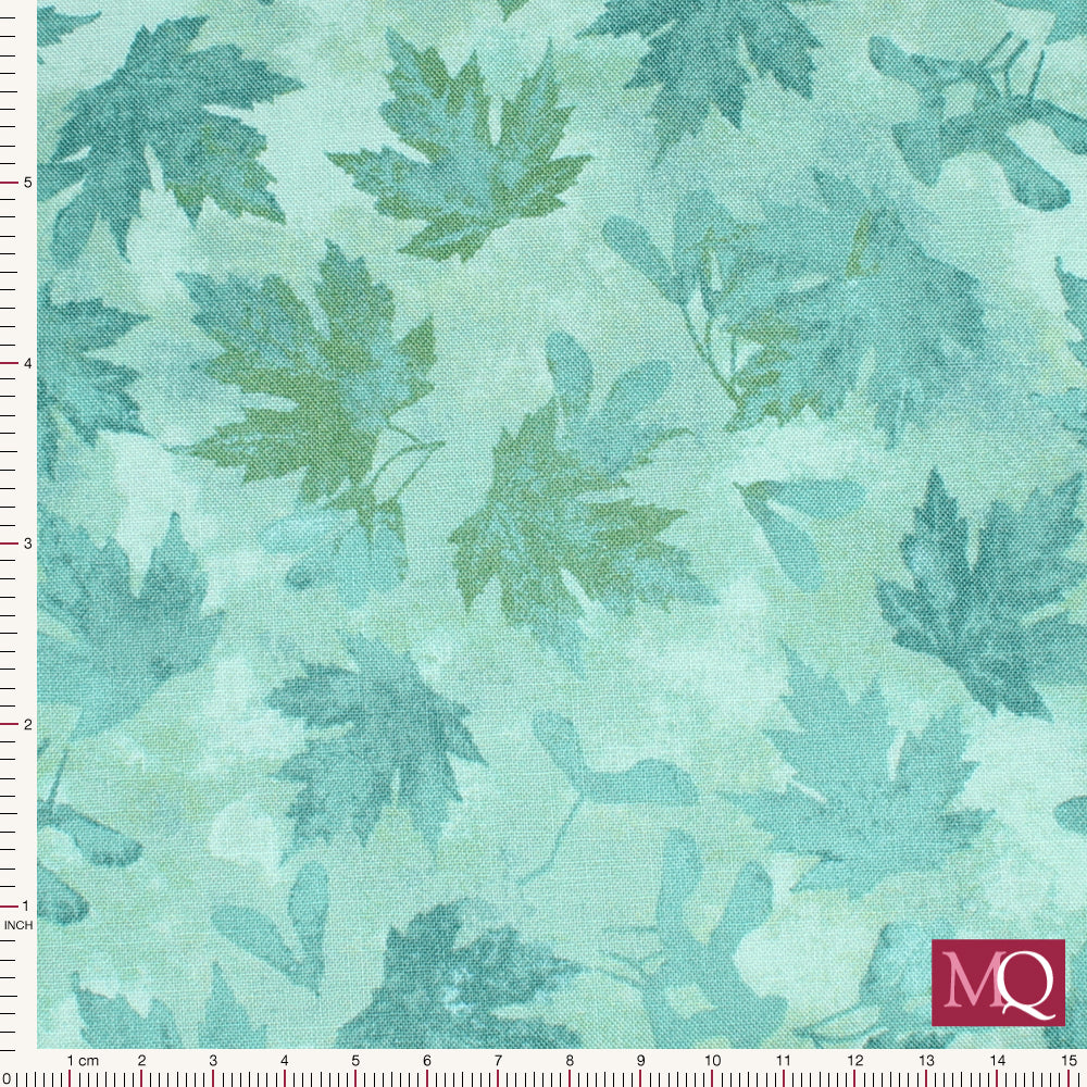 Autumn Splendor by Northcott -Tonal Leaves - Mid Teal 26686-64