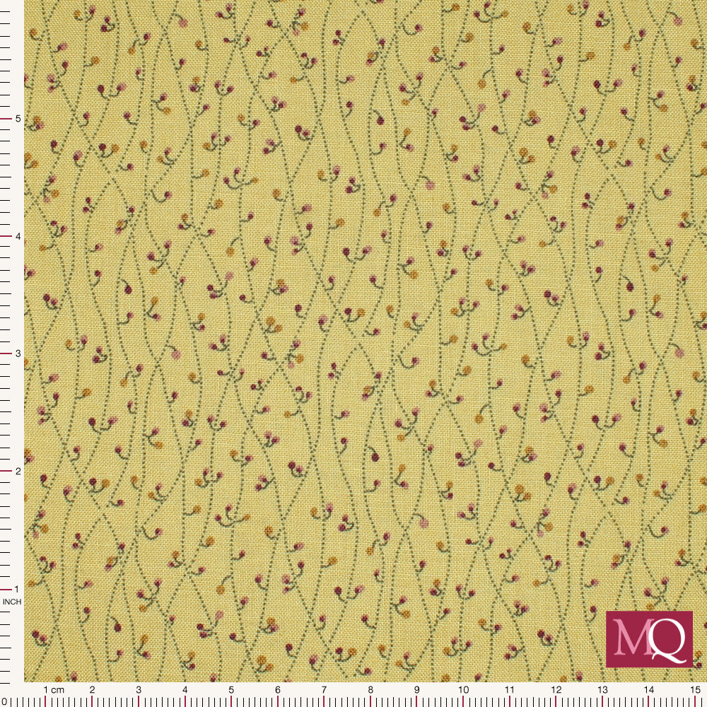 English Garden by Edyta Sitar of Laundry Basket Quilts Blue Vetch - Custard