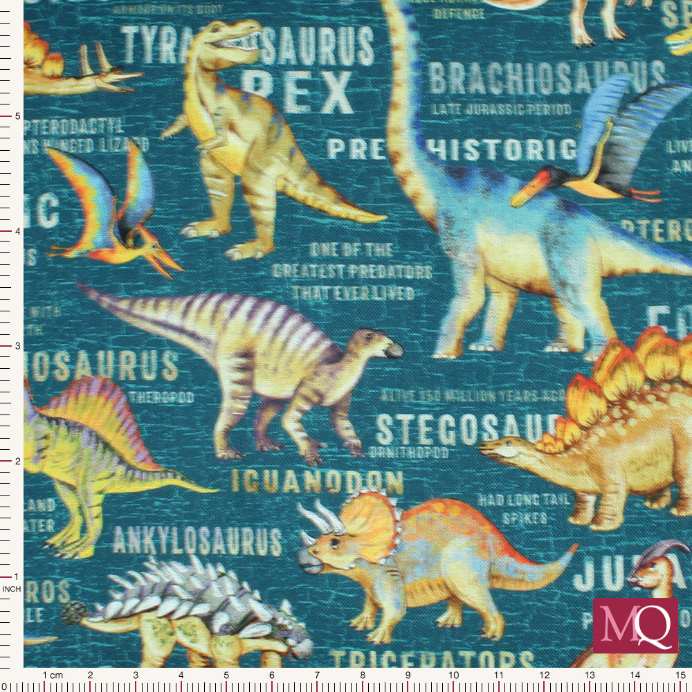 Dinosaur Land by Michael Miller Dinosaur,Dinosaur Teal