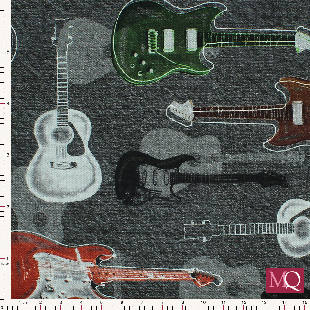 Man Cave by Michael Cheung for Robert Kaufman - Guitars
