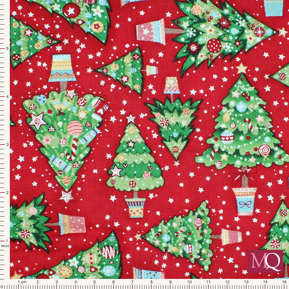 Christmas Wishes by Makower -Trees Red