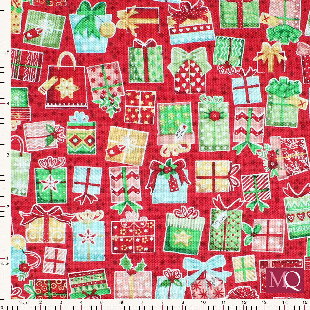 Christmas Wishes by Makower -Gifts Red