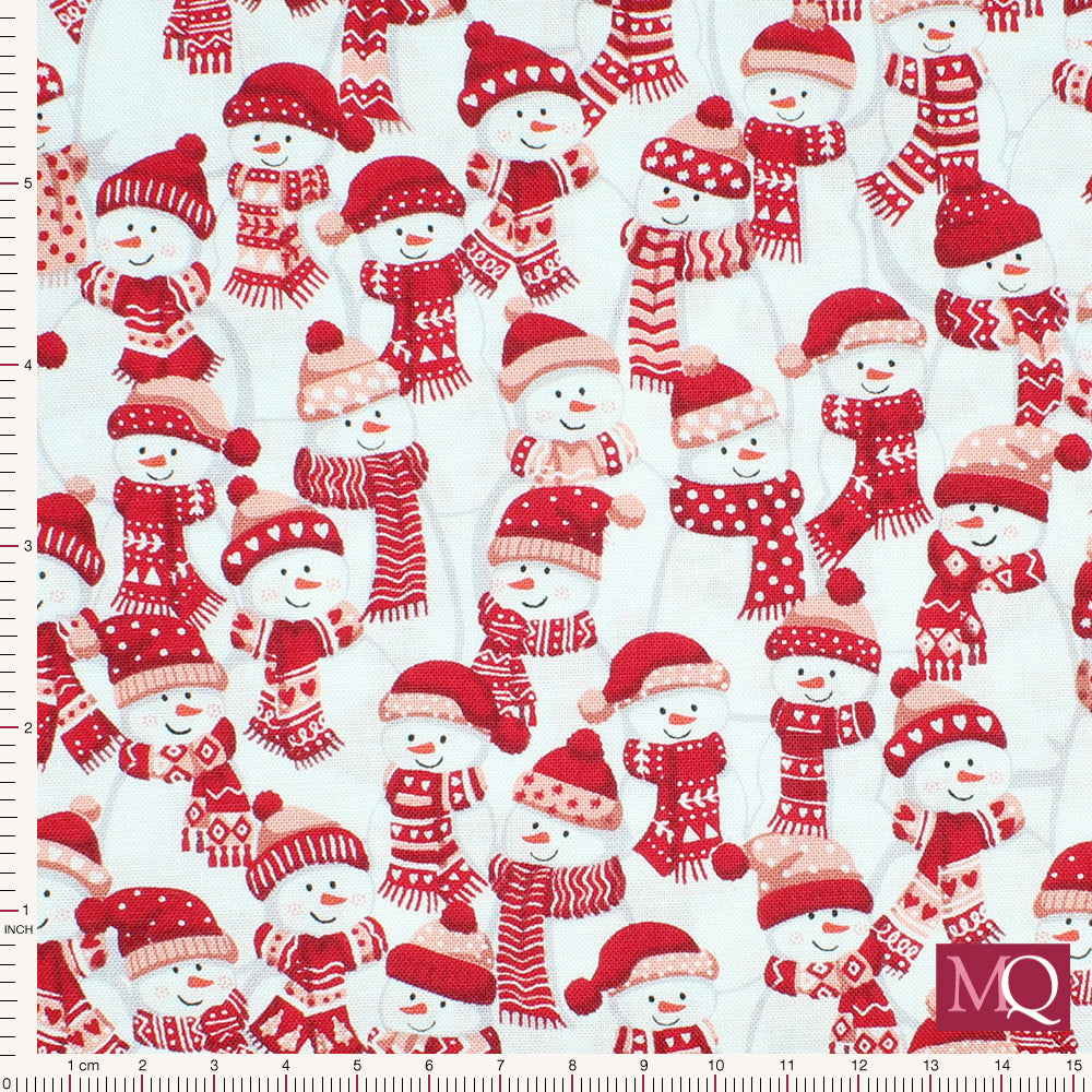 Christmas Wishes by Makower -Frosty Fellows Red