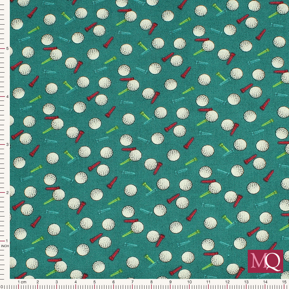 Hole In One by Northcott - Teal - Tossed balls